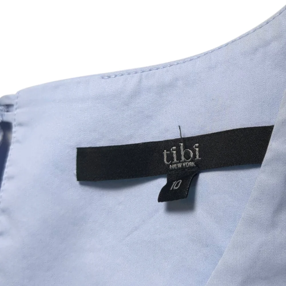 TIBI Cutout Shoulder 100% Cotton Poplin Dress in Light Blue SZ 10 - Picture 10 of 11